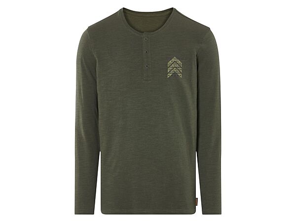 Футболка-лонгслів з планкою на гудзиках для чоловіка Livergy LIDL 468539 хакі