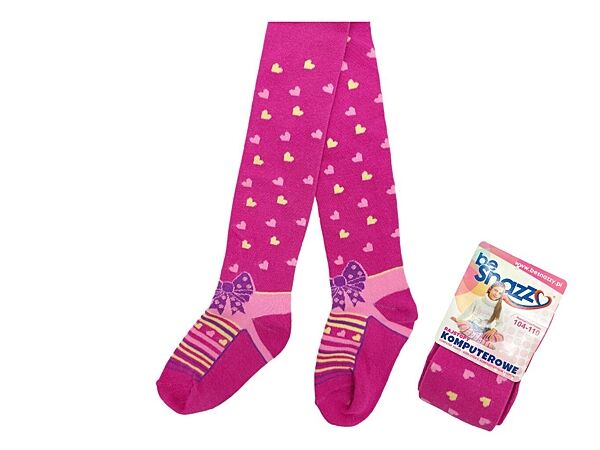 Колготки трикотаж бавовняні з принтом для дівчинки Be Snazzy RA-04 малиновий