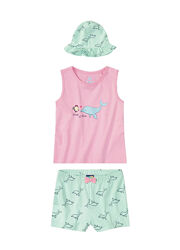 Костюм майка і шорти та панама для дівчинки Lupilu 372163 Різнобарвний