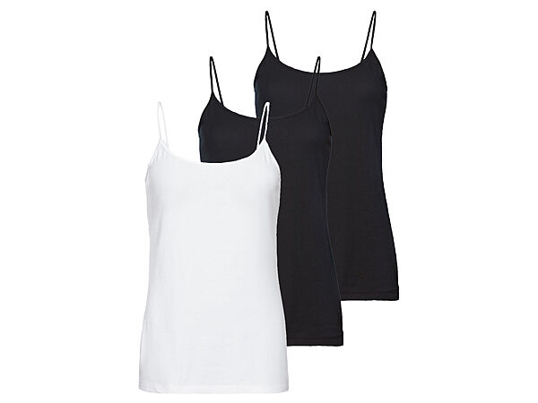 Майка натільна з тонкими бретелями набір 3 шт. для жінки Esmara LYCRA 381924 чорно-білий