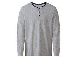 Піжамна футболка з довгими рукавами з планкою на гудзиках для чоловіка Livergy Lenzing 390208 сірий