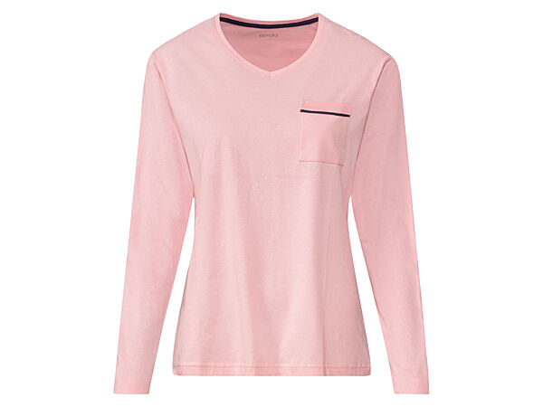 Піжамна футболка з довгими рукавами бавовняна з кишенею для жінки Esmara LIDL 390199 рожевий