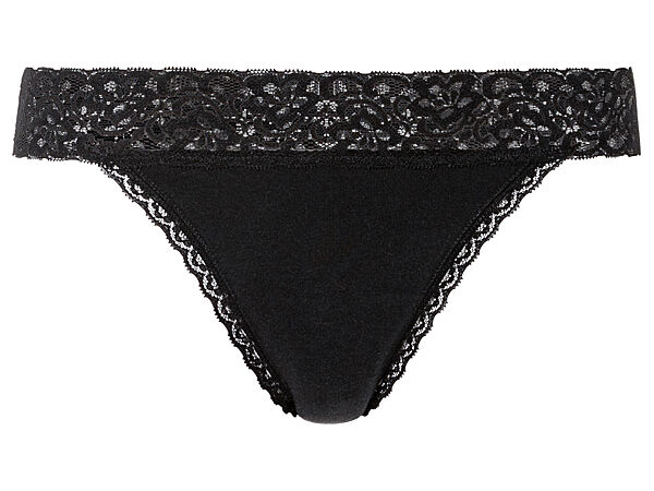 Трусики-стринги бавовняні з мереживом для жінки Esmara LYCRA 443087 чорний