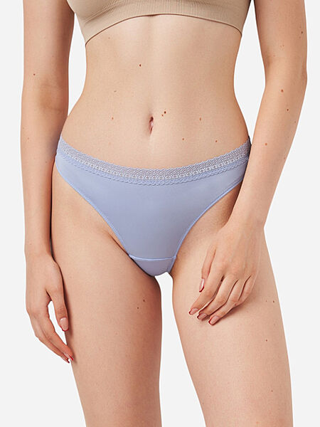 Трусики-стринги з мікрофібри з мереживом для жінки H&M 1167916-001 синій