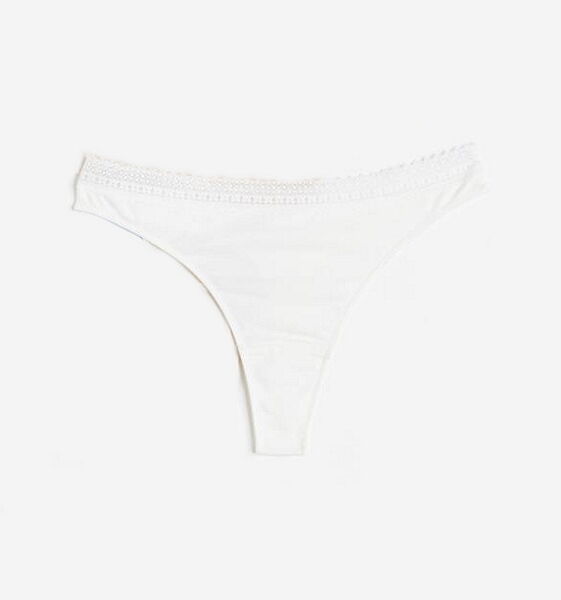 Трусики-стринги з мікрофібри з мереживом для жінки H&M 1167916-001 білий
