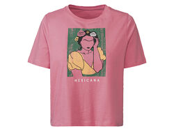 Футболка бавовняна з принтом для жінки Esmara LIDL 416458 рожевий