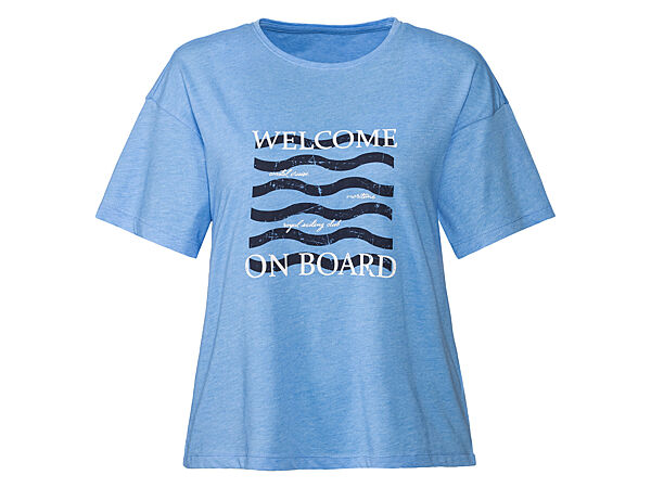 Футболка бавовняна з принтом для жінки Esmara LIDL 434926 блакитний