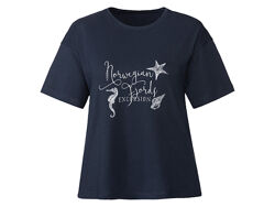 Футболка бавовняна з принтом для жінки Esmara LIDL 434926 темно-синій