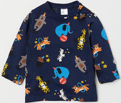 Футболка-лонгслів бавовняний на кнопках для хлопчика H&M 0723206 темно-синій