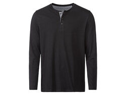 Футболка-лонгслів з планкою на гудзиках для чоловіка Livergy LIDL 456223 чорний