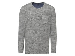 Футболка-лонгслів з планкою на гудзиках для чоловіка Livergy LIDL 370430 сірий