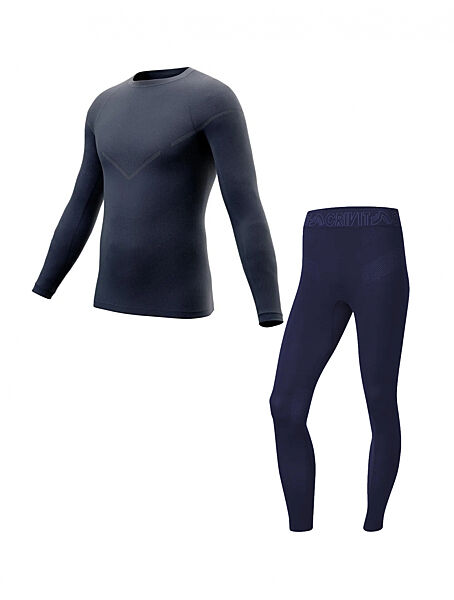 Комплект термобілизни з зональною терморегуляцією для чоловіка Crivit Dryact 464551-464553 темно-синій