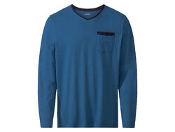 Піжамна футболка з довгими рукавами бавовняна з кишенею для чоловіка Livergy LIDL 390208 синій