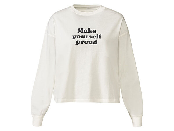 Футболка-лонгслів оверсайз з манжетами для жінки Esmara LIDL 366790 молочний