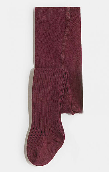 Колготки трикотаж трикотаж бавовняні в рубчик для дівчинки H&M 0665542-4 бордовий