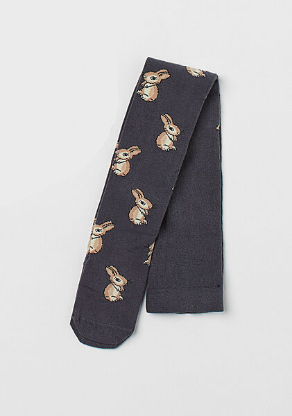 Колготки бавовняні з принтом для дівчинки H&M 0665542-027 сірий