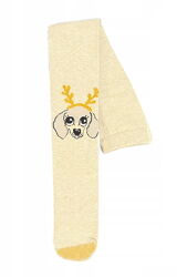 Колготки трикотаж бавовняні з принтом для дівчинки H&M 0619739-4 бежевий