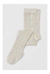 Колготки трикотаж бавовняні в рубчик для дівчинки H&M 0939708-4 бежевий