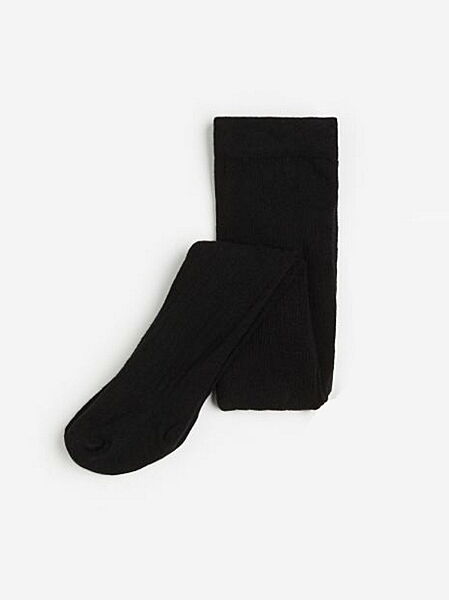 Колготки бавовняні в рубчик для дівчинки H&M 1081651-018 чорний