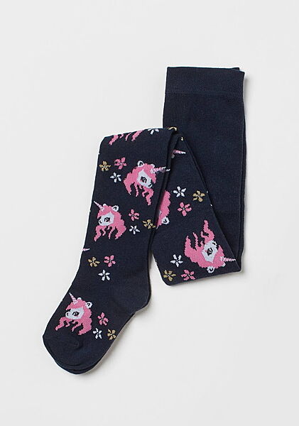 Колготки трикотаж бавовняний з принтом для дівчинки H&M My Little Pony 0619739-114 темно-синій