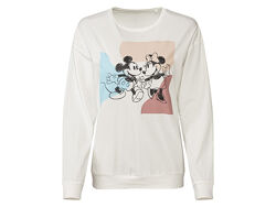 Піжамна футболка з довгими рукавами бавовняна з принтом для жінки Disney Mickey Mouse 434481 білий