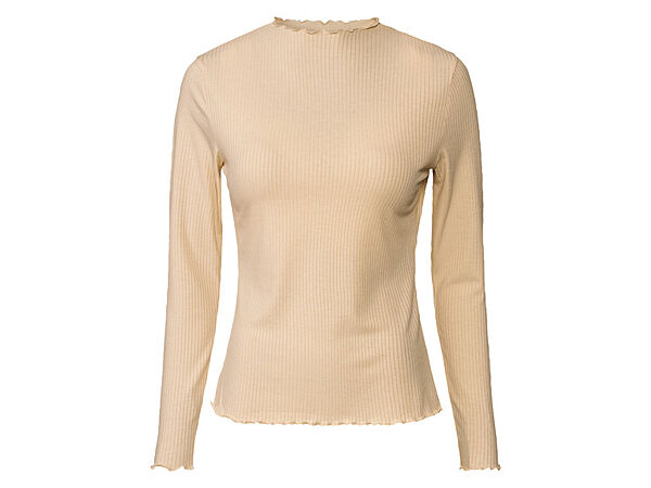 Футболка-лонгслів в рубчик для жінки Esmara LIDL 437378 молочний