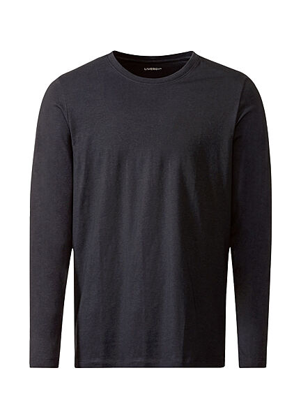 Футболка-лонгслів однотонна бавовняна для чоловіка Livergy LIDL 497390 чорний
