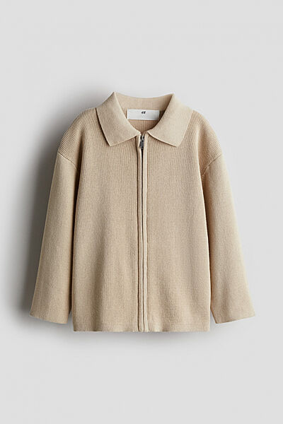 Кофта на блискавці для дівчинки H&M Regular fit 1251750-001 бежевий