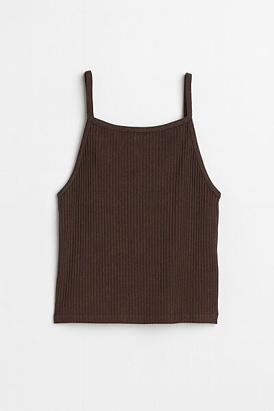 Майка в рубчик для дівчинки H&M Slim fit 1028250-004 коричневий