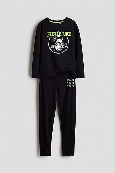Піжама лонгслів і штани для хлопчика H&M Beetlejuice 1247443-004 чорний