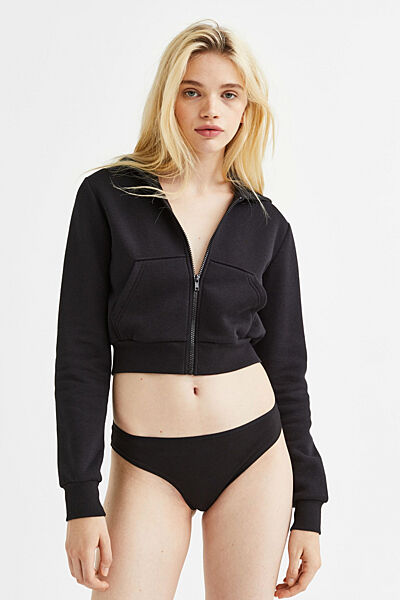 Трусики-сліп бавовняні трикотажні для жінки H&M 1089865 чорний