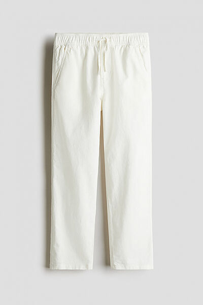 Штани із суміші льону та бавовни для хлопчика H&M Relaxed fit 1274085-001 білий