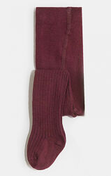 Колготки трикотаж трикотаж бавовняні в рубчик для дівчинки H&M 0665542-4 бордовий