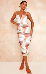   Новое облегающее платье миди PrettyLittleThing с принтом, uk8/eur36.