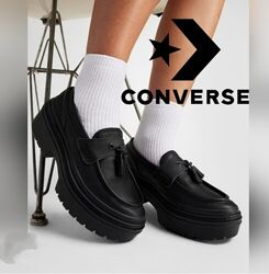 Шкіряні фірмові лофери на платформі Converse - 36 розмір 