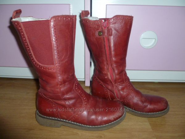 Красные кожаные сапожки Италия