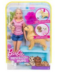 Barbie Newborn Pups Кукла Барби блондинка и новорожденные щенки