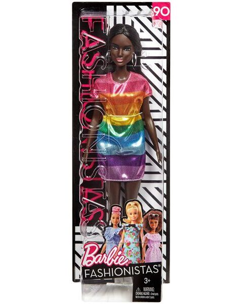 Barbie Fashionistas Rainbow Bright Sparkle Кукла Барби темнокожая негритянк
