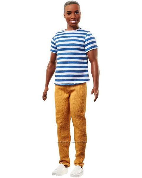 Ken Fashionistas 18 Super Stripes Кукла Кен темнокожий полосатая футболка