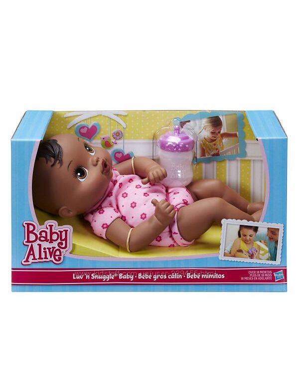 Baby Alive Snuggle Baby Кукла пупс темнокожая с бутылочкой