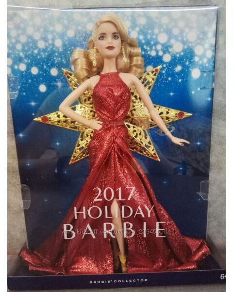 Barbie 2017 Holiday Коллекционная Барби блондинка в красном платье