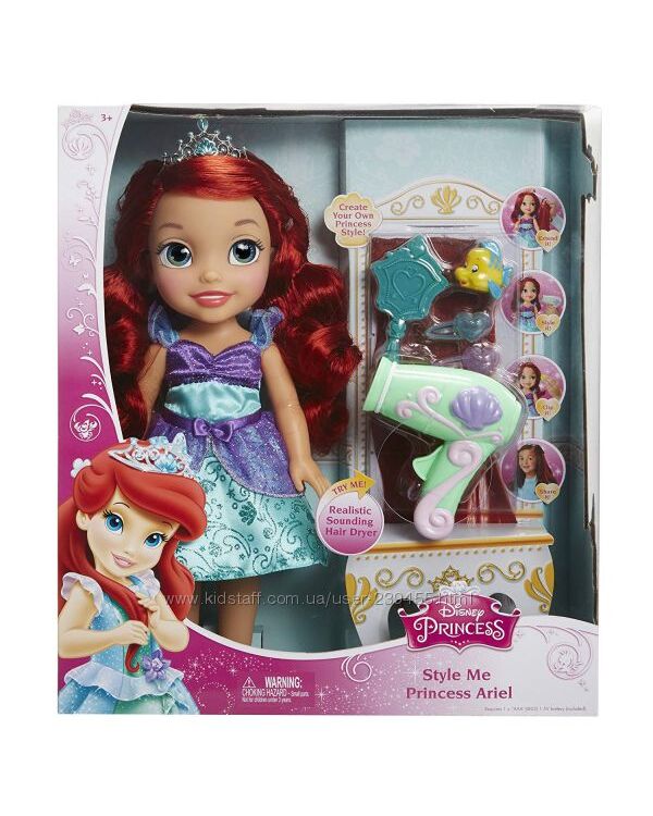 Disney Princess Style Me Princess Ariel Кукла Ариель 35см с феном