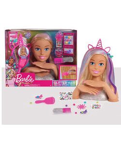 Barbie Deluxe Styling Head Барби манекен для причесок и маникюра блестящие 