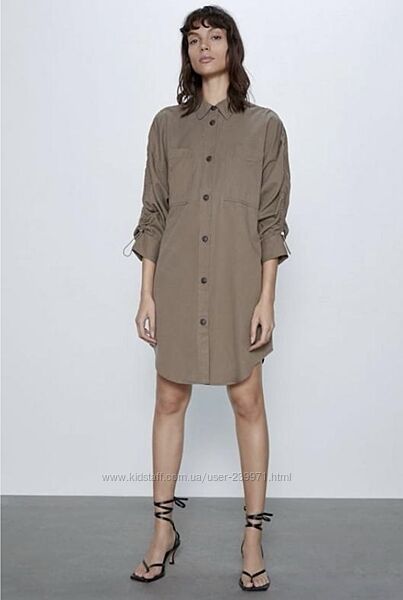 Сукня сорочка в стилі сафарі оверсайз ZARA S-L