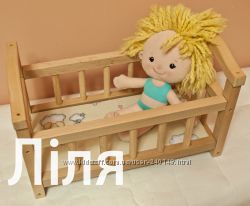Ліжечко для ляльок деревяне, пластмасове Технок  та гладильна дошка, нові