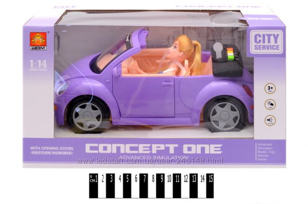 Машина кабриолет с куклой Барби WD580B, звук, свет