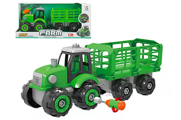 Трактор з причепом - конструктор KB 062 на шурупах з викруткою