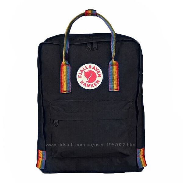 Рюкзак fjallraven kanken канкен classic rainbow 16 черный радужными ручками