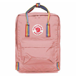 Рюкзак kanken канкен classic rainbow 16л розовый пудра с радужными полосаты