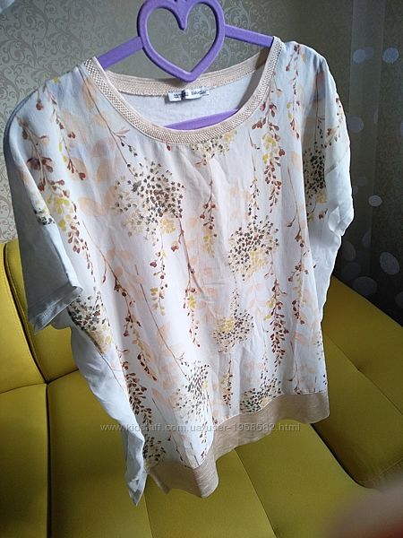 Блузка с короткими рукавами Zara р. L полиэстер/вискоза сток